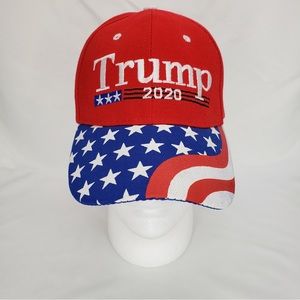 Trump 2020 Hat Ball Cap Red with Stars & Stripes Bill Adjustable Hat